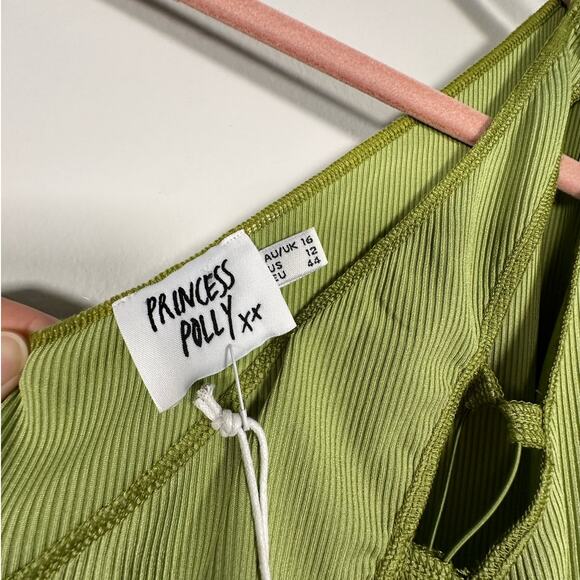 NWT Princess Polly Green Luciana One Sleeve Crop Top Size 12 - Picture 6 of 6